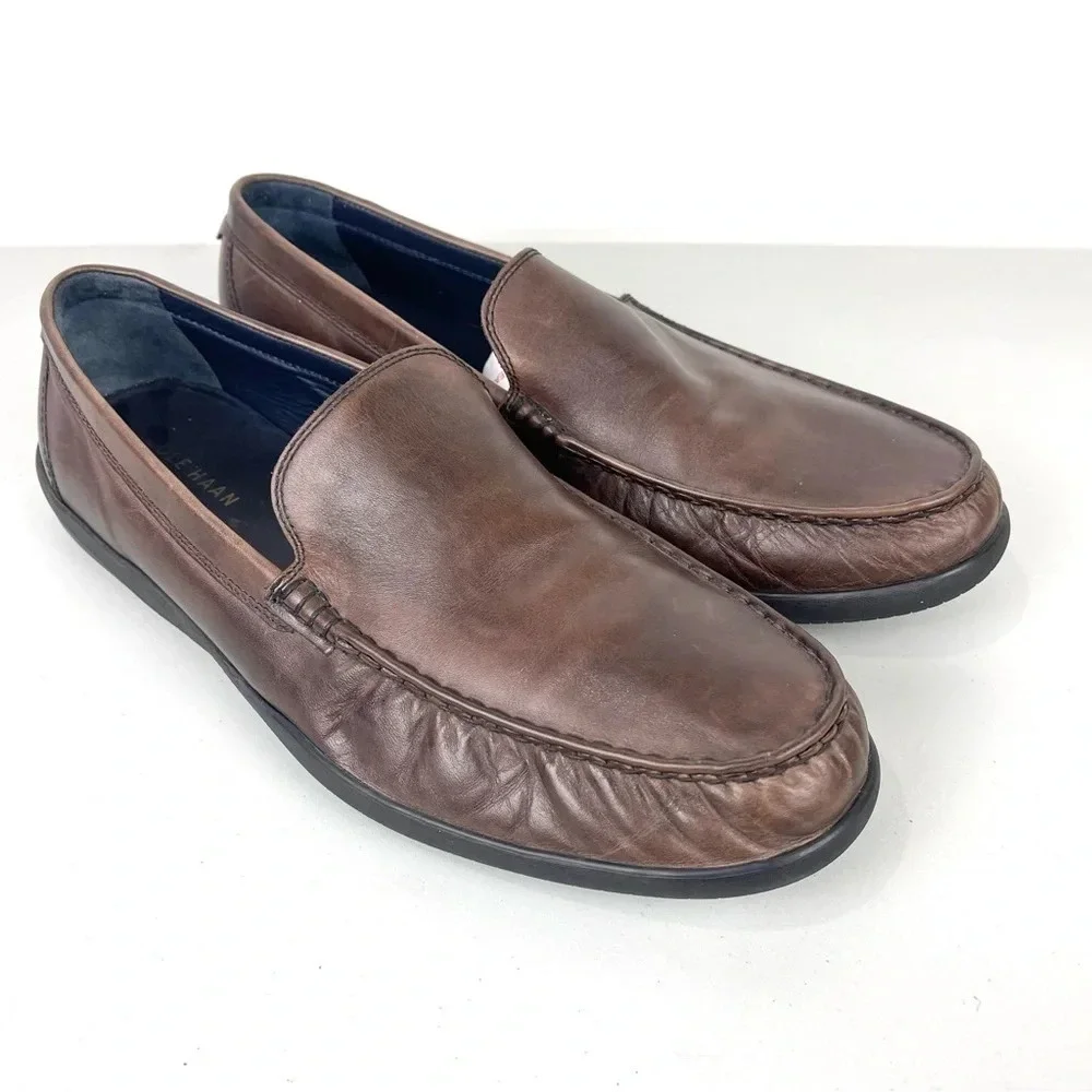 Cole Haan Brown Leather Slip On Moc Toe Loafers Size 11.5M